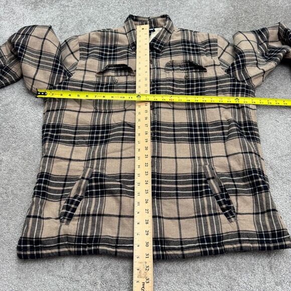 Lands' End Sherpa Lined Flannel Shirt Jacket Shaket Mens XL Brown Plaid Outdoor - Picture 10 of 14